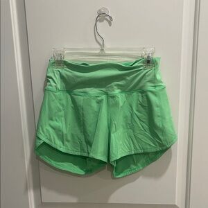 lululemon Green Speed-Up High Rise Lined Shorts 4”